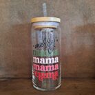 Holiday Glass Cup With Bamboo Lid And Glass Straw