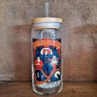 Holiday Glass Cup With Bamboo Lid And Glass Straw