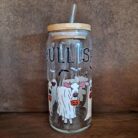 Holiday Glass Cup With Bamboo Lid And Glass Straw