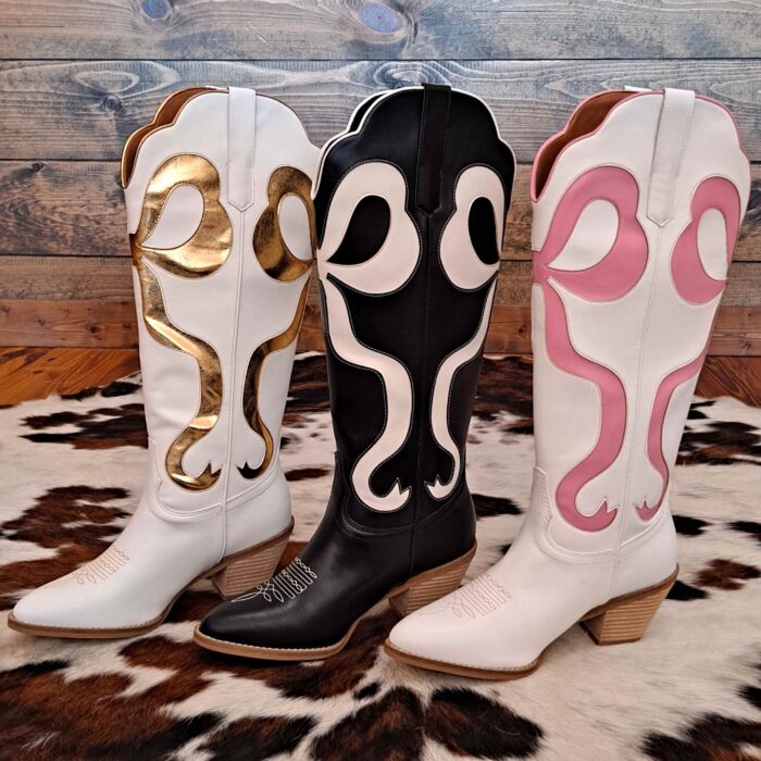Glenda Western Bow Knee-High Boots