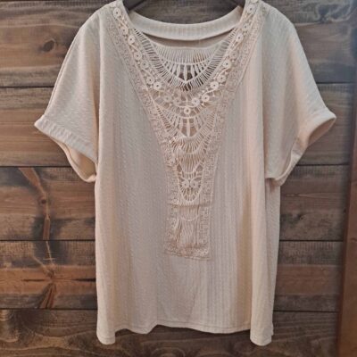 Crocheted Lace Short Sleeve Top