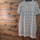 Printed Cotton Voile Crochet Dress With Pockets