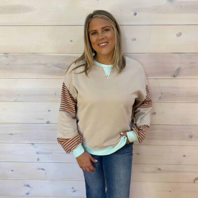 Jet Stream Striped Color Block Patchwork Sweatshirt