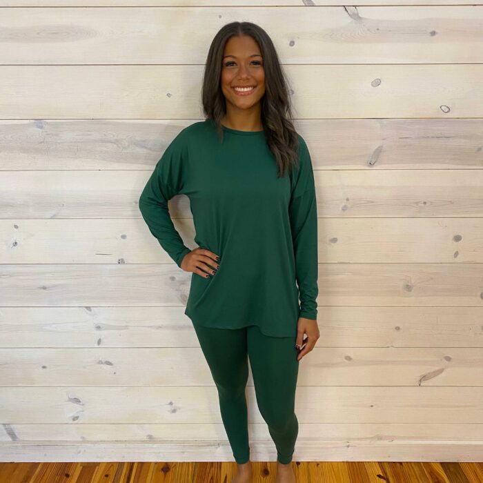 Brushed DTY Long Sleeve Round Neck Microfiber High Low Hem Loungewear Set Brushed DTY Long Sleeve Round Neck Microfiber High Low Hem Loungewear Set