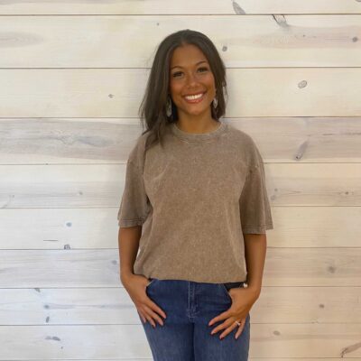 Washed Distressed Short Sleeved Tee Shirt