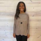 Soft Melange Hacci Exposed Seam Hi-Low Long Sleeve Top