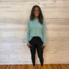 Soft Melange Hacci Exposed Seam Hi-Low Long Sleeve Top