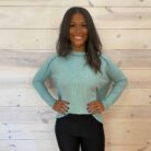 Soft Melange Hacci Exposed Seam Hi-Low Long Sleeve Top