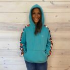 Aztec Printed Side Panel Drawstring Hoodie With Kangaroo Pocket