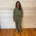Fleece Raglan Long Sleeve Pullover And Wide Leg Sweatpants Set