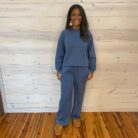 Fleece Raglan Long Sleeve Pullover And Wide Leg Sweatpants Set