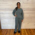 Fleece Raglan Long Sleeve Pullover And Wide Leg Sweatpants Set