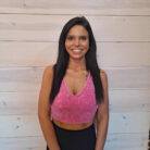 Washed Ribbed Cropped Bra Padded  V-neck Tank Top