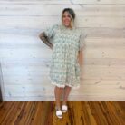 Printed Cotton Voile Crochet Dress With Pockets