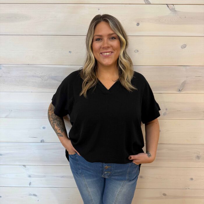 Woven Airflow V-Neck Hi-Low Hem Blouse