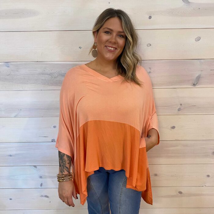 Coffee Sunsets Oversized Boho V Neck Blouse