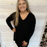 Viscose Garment Dyed Hi-Low Hem V-Neck Center Seam Sweater