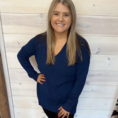 Viscose Garment Dyed Hi-Low Hem V-Neck Center Seam Sweater