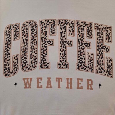 Coffee Weather Leopard Crewneck Graphic Sweatshirt
