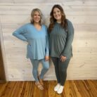 Brushed DTY Long Sleeve V-Neck Microfiber Loungewear Set