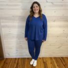 Brushed DTY Long Sleeve V-Neck Microfiber Loungewear Set