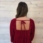 Tie Back Square Neck Velvet Babydoll Dress with Pockets