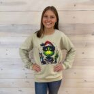 Boujee Grinch Girl Leopard Jacket Christmas Graphic Sweatshirt