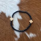 Dual Cross Accent Beaded Stretch Bracelet