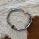 Dual Cross Accent Beaded Stretch Bracelet