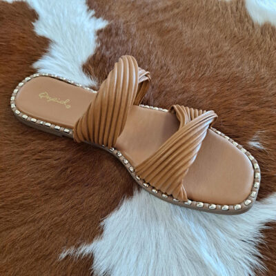 Indigo Double Strap Gold Studded Sole Sandal