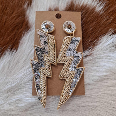 Thunder Lightning Bolt Sequence Bead Earrings