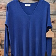 Viscose Garment Dyed Hi-Low Hem V-Neck Center Seam Sweater
