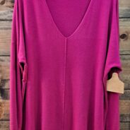 Viscose Garment Dyed Hi-Low Hem V-Neck Center Seam Sweater