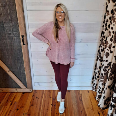 Brushed Microfiber Wide Waistband Full Length Leggings With Pockets