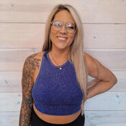 Washed Ribbed Racerback Seamless Cropped Tank Top