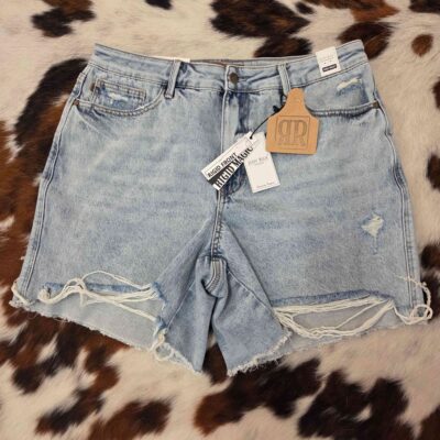 Sandy-High Waist Rigid Magic Dad Short With Cell Phone Back Pocket