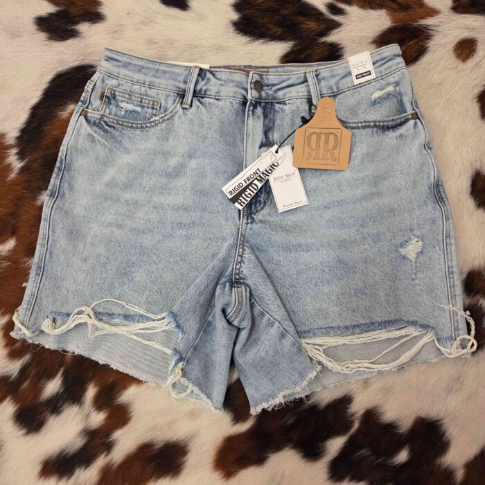 Sandy-High Waist Rigid Magic Dad Short With Cell Phone Back Pocket