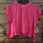 Flared Hem Waffle Knit Casual Top