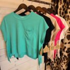 Flared Hem Waffle Knit Casual Top