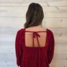 Tie Back Square Neck Velvet Babydoll Dress with Pockets