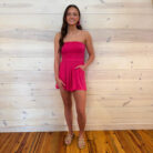 Double Layered Strapless Tube Top Romper with Pockets