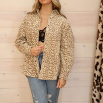 Leopard Corduroy Loose Fit Jacket Beige