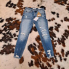 Casey-High Rise Distressed Frayed Hem Ankle Skinny