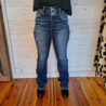 Tabatha-Light Distressed Double Button High Rise Bootcut