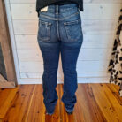 Tabatha-Light Distressed Double Button High Rise Bootcut