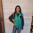 High Neck Sleeveless Snap Button Down Puffer Vest