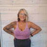 Washed Ribbed Cropped Bra Padded  V-neck Tank Top
