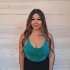 Washed Ribbed Cropped Bra Padded  V-neck Tank Top