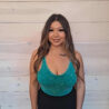 Washed Ribbed Cropped Bra Padded  V-neck Tank Top