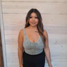 Washed Ribbed Cropped Bra Padded  V-neck Tank Top